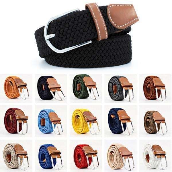 Relax Belt Elastic Brown, Canvas Fabric Belt, W26-W36, Compatible with Various Colors