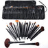 32pcs Professional Makeup Brushes, Genuine Goat Hair, Leather Case, Black