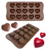 15 Hearts Ice Chocolate Jelly Mold for Pralines, Brown