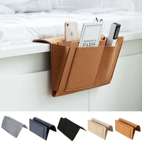 Felt storage bag pouch bed for home, brown