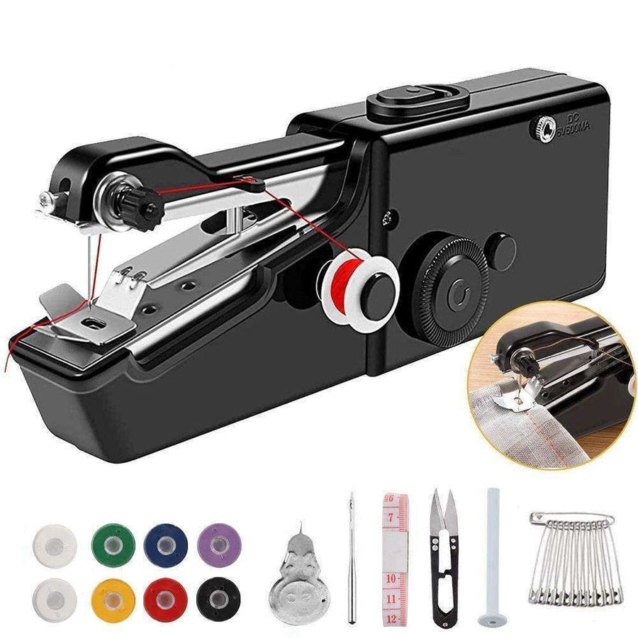 Handheld Sewing Machine Portable Convenience Black, for On-the-Go Sewing Needs