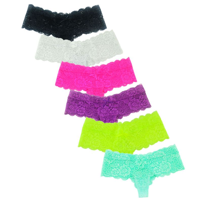 6-pack Half-String Lace Panties, M