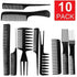 10pcs Professional Comb Set with Different Shapes, Black