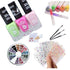 Nail kit with polish, rhinestones, and stickers, MultiColor