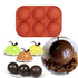 6-Piece Silicone Hemisphere Mold for Ice Chocolate Jelly, Brown