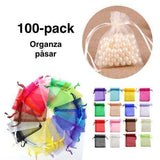 100pcs Pink Organza Bags, 9 x 7cm Hand-sewn