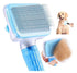 Self-cleaning pet brush, blue, for cats and dogs