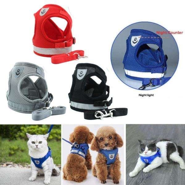 Cat Dog Harness Adjustable, M Blue