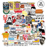 50pcs Fashion Graffiti Stickers, Waterproof for Laptop & Skateboard, Compatible with Friends
