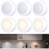 6 Pack Battery Operated Touch LED Spotlights Warm White for Cabinet Wardrobe Kitchen Furniture