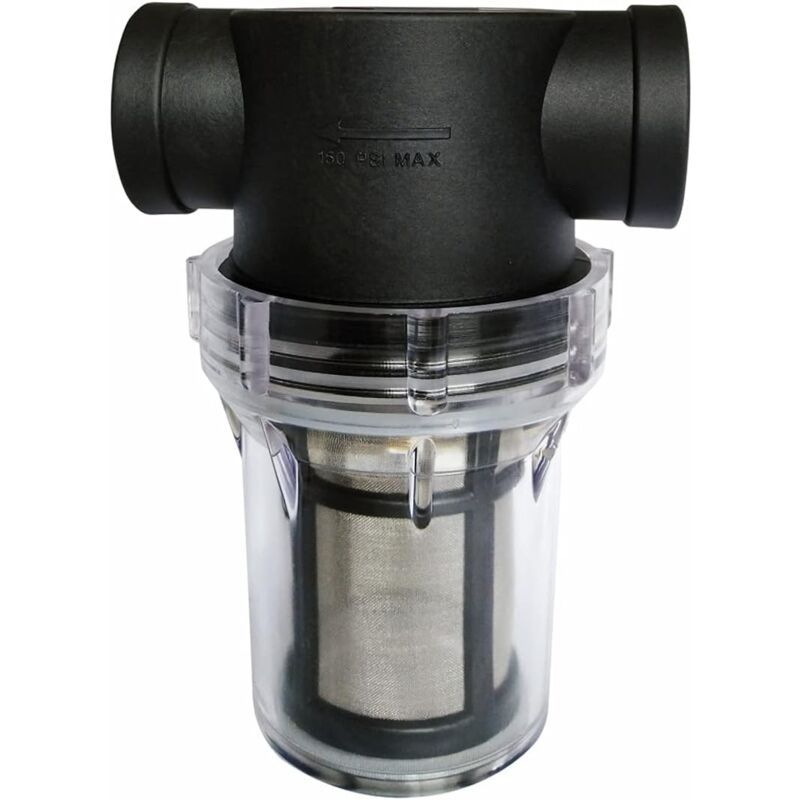 Water Pump Inline Filter with 100 Mesh Stainless Steel Strainer for Garden Watering, 0.75 Inch