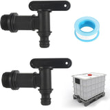 2 Pack Rain Tank Tap with PTFE Tape IBC Drain Tap Plastic Replacement Tap, 0.75 Inch