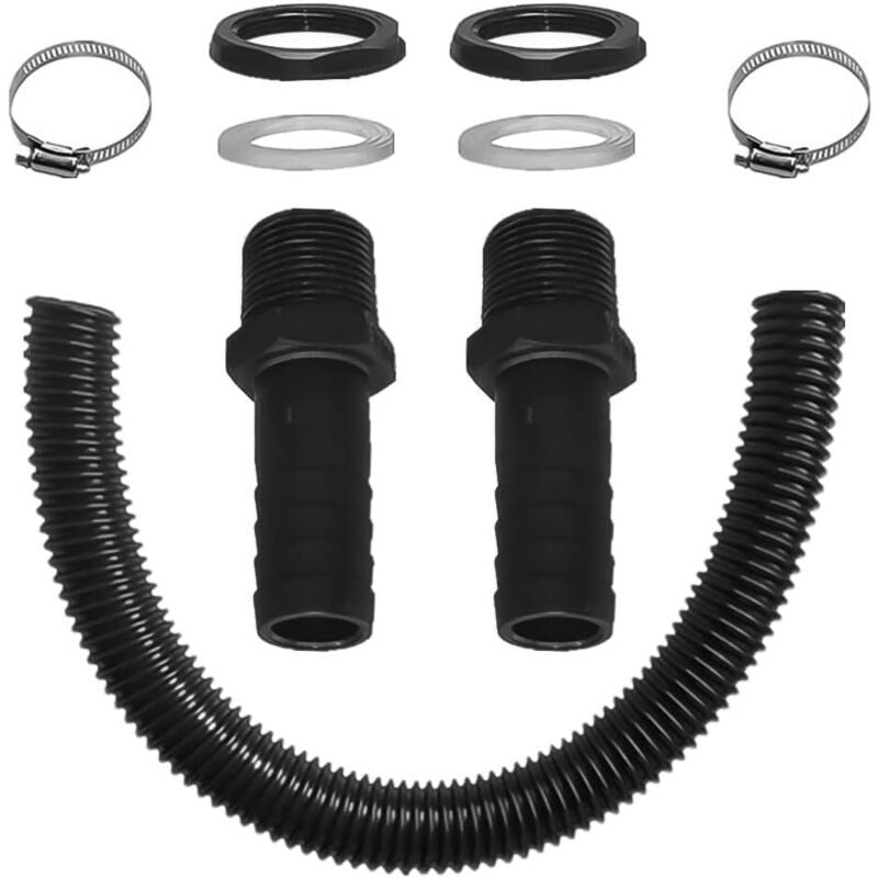 Rain Barrel Connection Hose Kit with 2 Hose Sockets and Locknut, 50cm Hose 25mm Socket
