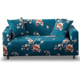 3 Seater Stretch Sofa Cover with Armrests Elastic Furniture Protector Blue Flower