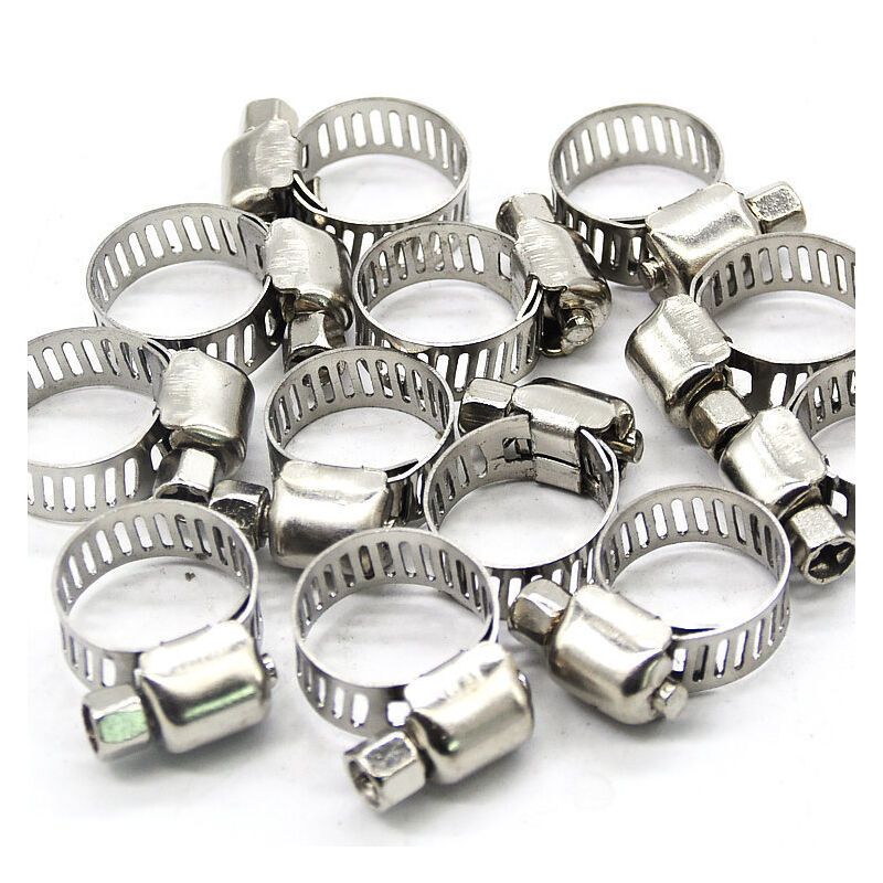 Adjustable Stainless Steel Hose Clamps for Fuel Lines Rubber Pipes and Fixed Clips, 13 to 19mm