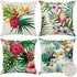 4 Pack Waterproof Outdoor Cushion Covers Tropical Plant Flower Bird Pattern for Patio Sofa, 45 x 45cm