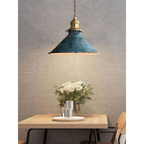 Nordic Retro Metal Cage E27 Pendant Ceiling Light Blue Industrial Chandelier, 8.27in Diameter