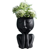 Creative Nordic Face Vase Black Abstract Flower Pot for Succulents and Indoor Plants