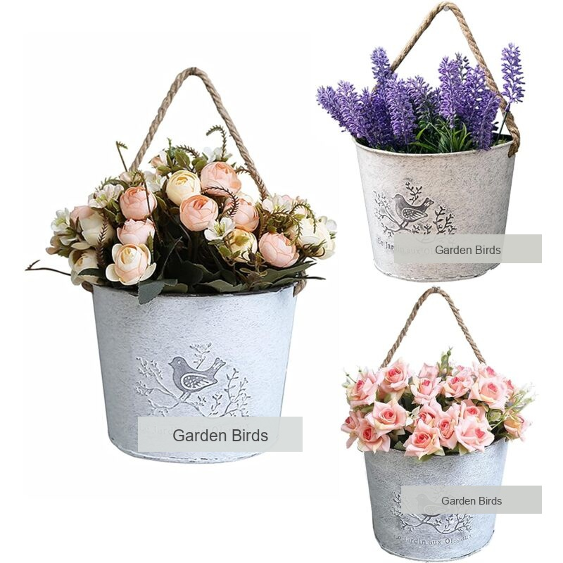 3 Pack Galvanized Hanging Flower Baskets Half Round Wall Pots for Indoor Outdoor Farmhouse Decor