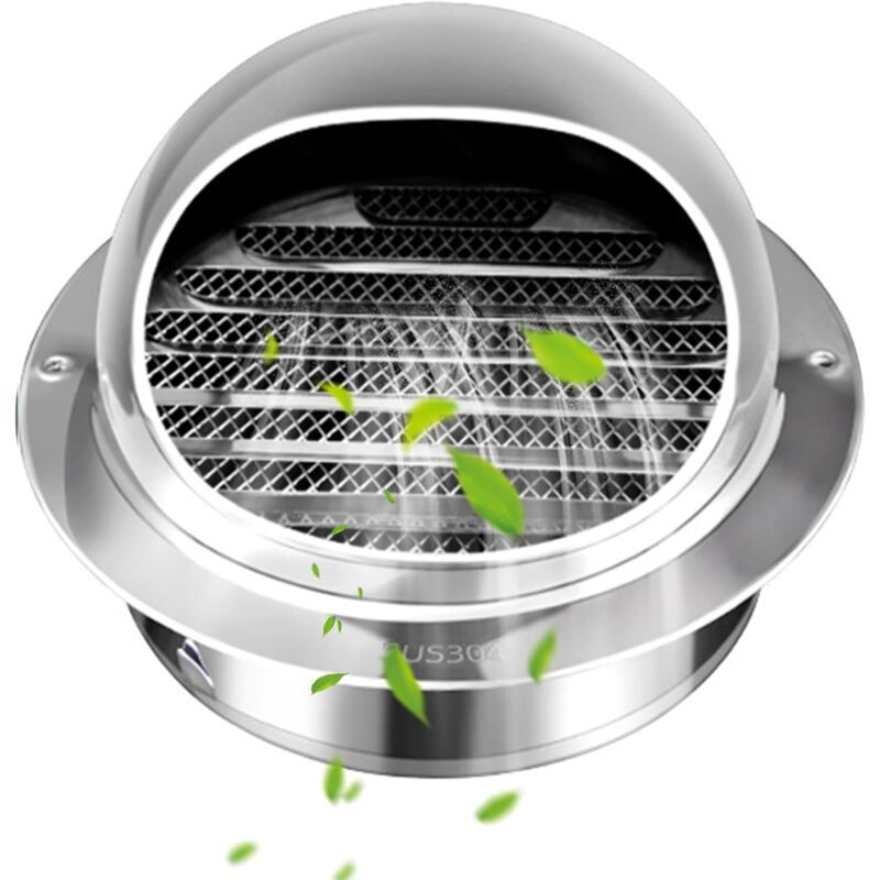 Round Stainless Steel Ventilation Grille with Anti Insect Slats for Exterior Wall Bathroom Kitchen, 150mm