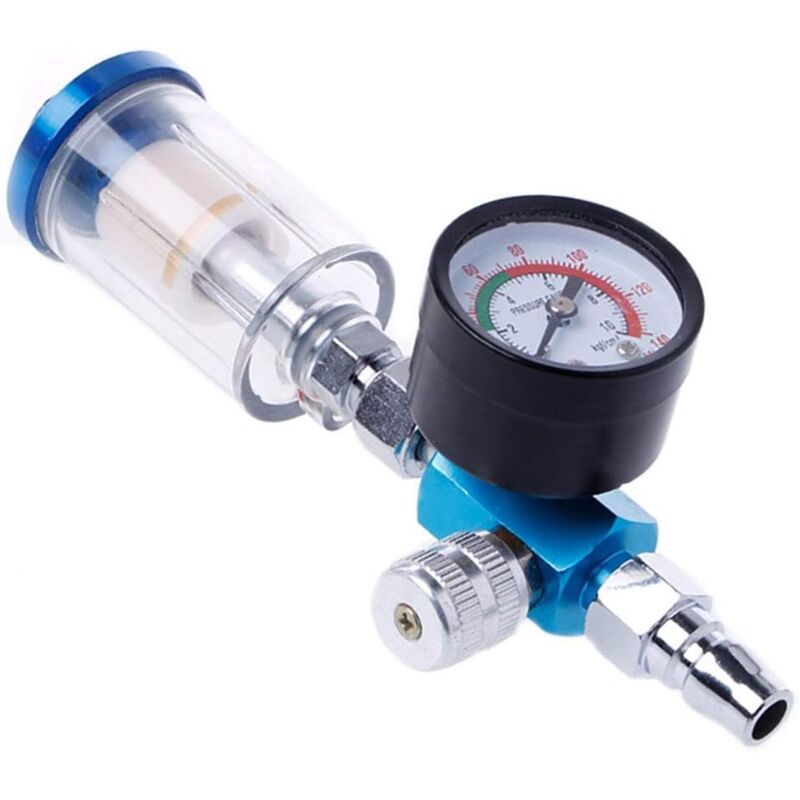 Pneumatic Spray Gun Regulator with Pressure Gauge Water Trap Air Filter Separator, 0.25 Inch