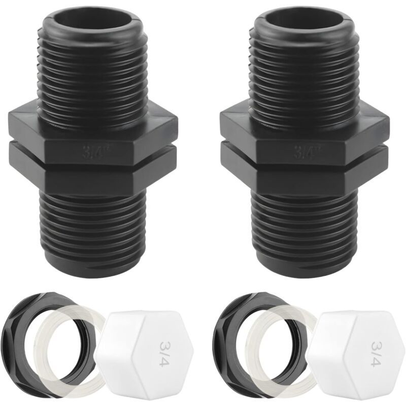 Overflow Tank Bulkhead Nipple with Gasket for 1000 Liter Rain Tank, 25mm 0.75 Inch