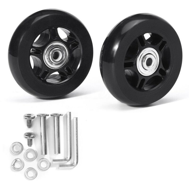 2 Pack Universal Suitcase Replacement Wheels Rubber Silent Multidirectional Luggage Casters, 70 x 19mm