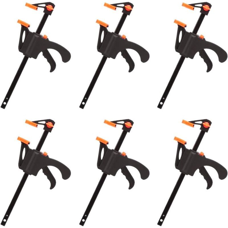 6 Pack F Shaped Clamps, Clamp with Tightening, Hand Tools for Carpentry, Wooden Door, 4inch