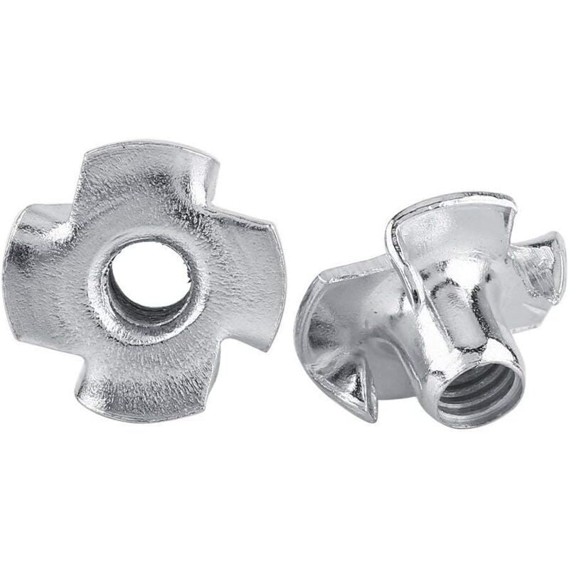 50 Pieces T Nuts 4 Prong Zinc Plated Steel for Woodworking Furniture, M5