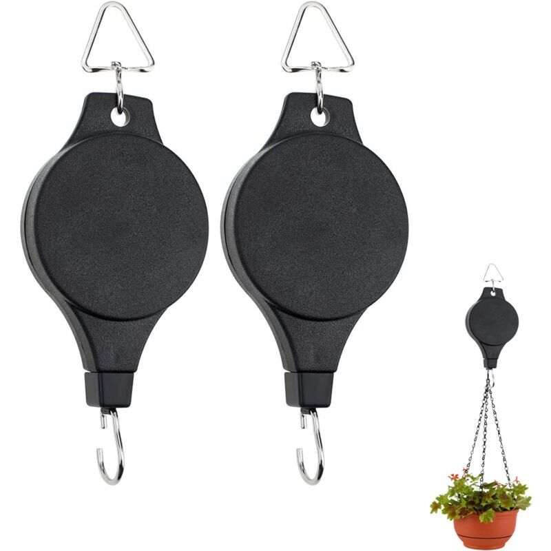 Hanging Basket Pulley, Plant Hook Pulley, Easy to Reach, Retractable Hanging Flower Hanging Basket for Garden Hanging Baskets, Pots, Bird Feeder, 2ft