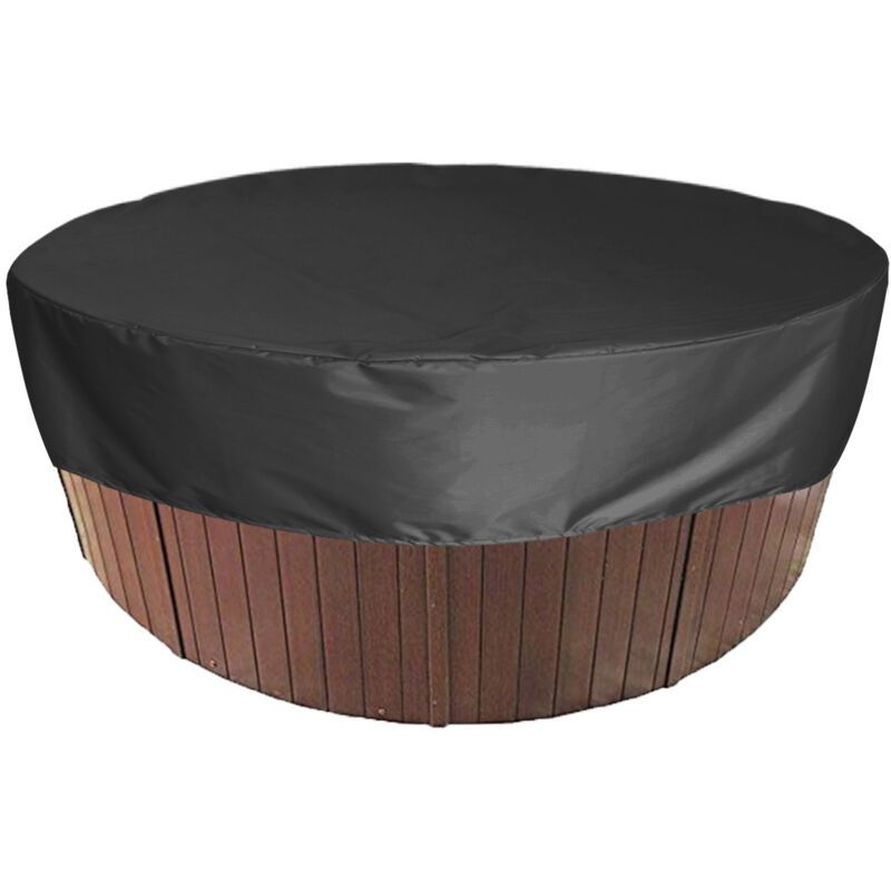 Round Swimming Pool Solar Cover Waterproof Spa Protective Cover 190T for Outdoor Spas, Black, 200 x 30cm