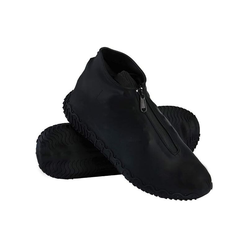 Waterproof Shoe Covers, Reusable Silicone Shoe Covers with Non Slip Reinforced Sole for Rainy and Snowy Days for Men, Women Black L