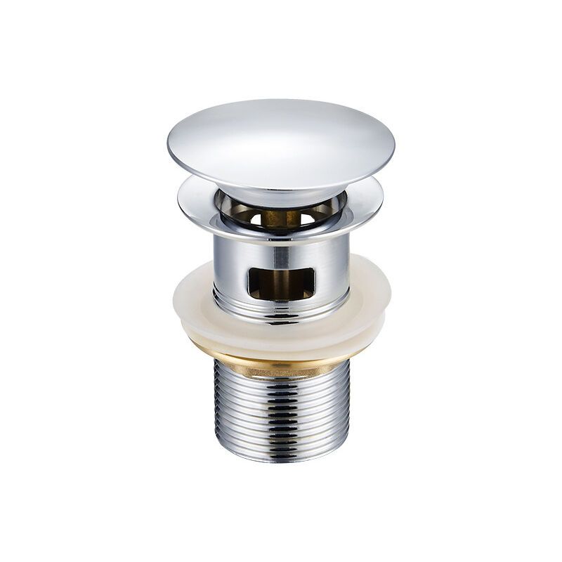 Basin Drain with Overflow Hole Stainless Steel Lid, Stainless Steel Body, Copper Nut, Copper Movement