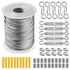 Stainless Steel Rope Hanging Kit, Nylon Coated Stainless Steel Cable, PVC Steel Cable Tensioner, for Tent Rope, Clothesline, Outdoor Chandelier, 30m