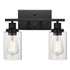 Black Vanity Light Glass Shade Wall Lamp Vintage Style Indoor Wall Sconces for Bathroom