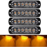 4 Emergency Warning Lights for Vehicles, Emergency Lights for Trucks, Strobe Lights, 6 LED Surface Mount Waterproof