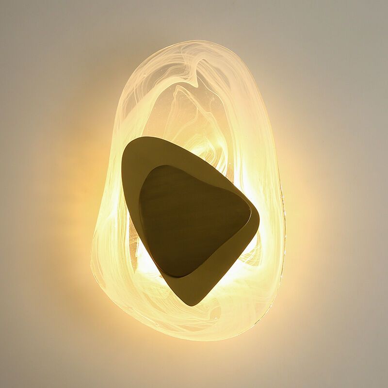 Living Room Wall Lamp Bedroom Bedside Lamp Nordic Light Luxury Study Balcony Wall Post modern Minimalist Crystal Wall Lamp, Gold LED Tri Color Dimming