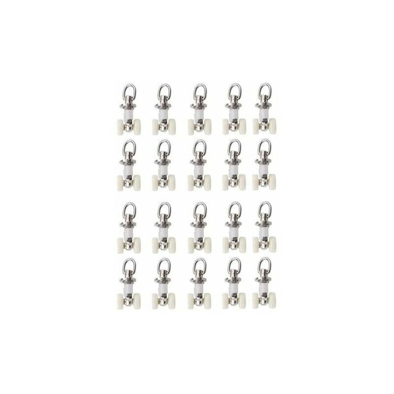 20 Pieces Plastic Curtain Track Glider Rail Rollers Twin Rollers Aluminum Alloy, Small
