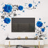 Wall Decal, Blue Rose Wall Stickers Blue Peony Floral Wall Decor Vinyl Wall Art for Bedroom TV Wall Decor