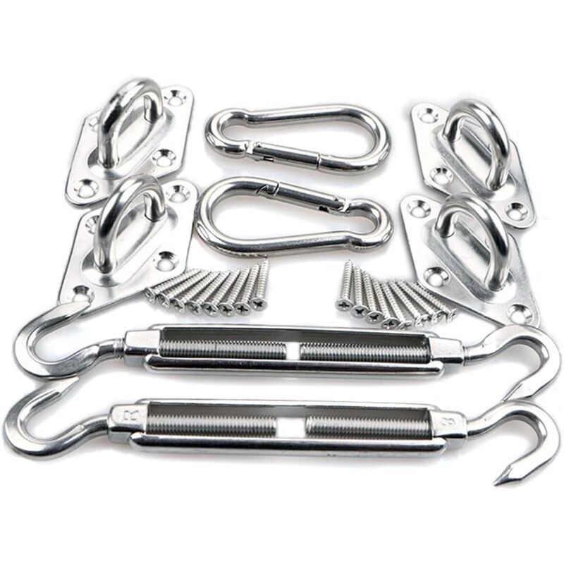 Triangular, Square and Rectangle Shade Sail Fixing Kit 304 Stainless Steel Shade Cloth Fixing Accessories Kit, Solar Shade Sail Mounting Kit, 8mm