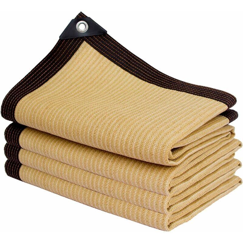 Rectangular Shade Net, Outdoor Lightweight Shade Cloth for Awning Pool Garage, Shade Cloth with Heavy Duty Grommets, Beige, 3 x 6m