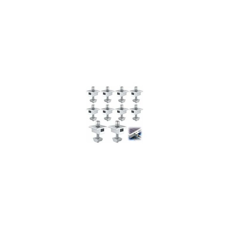 10 Pieces Aluminum Solar Panel Bracket T Shaped Center Terminals for 30mm Framed Panels