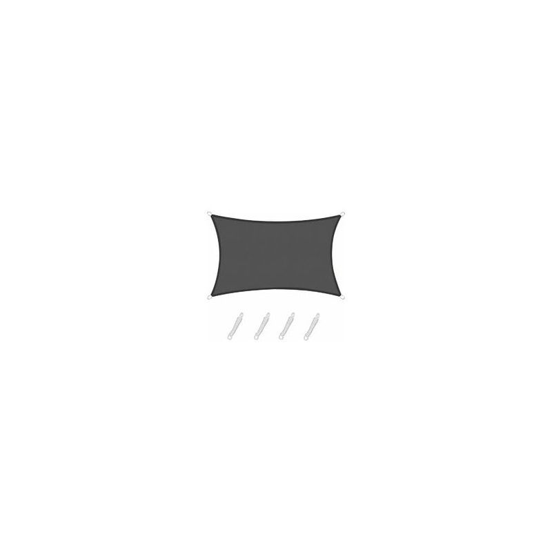 Shade Sail Rectangular Shade Sail, Waterproof and Resistant Solar Shade Cloth, for Patio Garden Terrace, Graphite Color, 2 x 4m