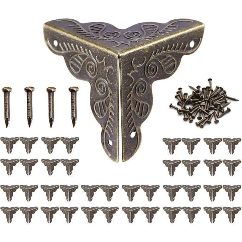 40 Pcs Furniture Hinge, Vintage Corner, Antique Metal Furniture Corner, Protective Corners for Crates and Furniture Vintage Style