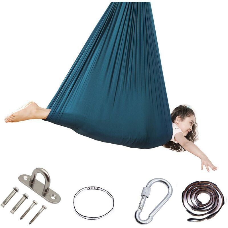 Sensory Therapy Swing for Kids, 360 Degree Indoor-Outdoor Children Hammock, Elastic Swing Therapy, Hugging Hanging Chair, Sky Blue