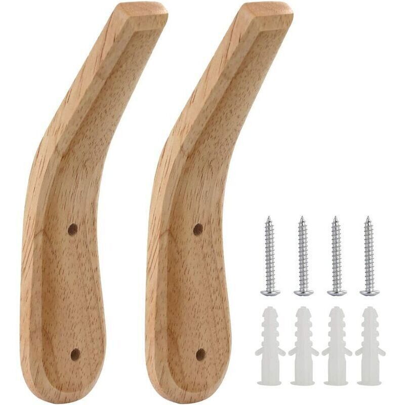 2 Pcs Handmade Natural Wood Wall Hooks for Wall Door, Vintage Heavy Duty Storage Rack, Perfect for Entryway, Kitchen