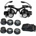 Headband Magnifier Head-Mounted Magnifying Glasses LED Light 10X, 15X, 20X and 25X Magnifications