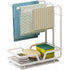 Sink Organizer, Wall Mounted Drainer for Towels, Sponges, Brush with Drip Tray for Kitchen and Bathroom, White