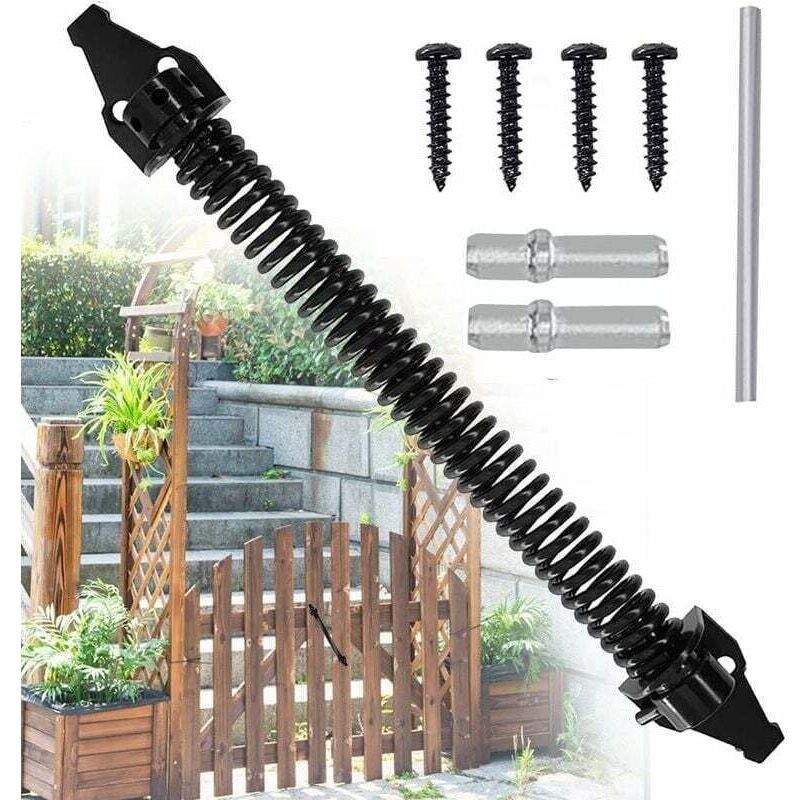Spring Door Closer Adjustable Door Closer Outdoor Carbon Steel Spring Door Closer Screw Garden Door Closer for Household Gates Farm Fences, 14 Inch