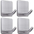 4 Pcs Adhesive Hooks, 8KG Max Stainless Steel Bathroom Wall Hooks, Towel Holder with Adhesive Tape, Family and Office, Self-Adhesive, 1